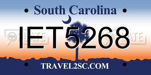 IET5268 South Carolina License Plate