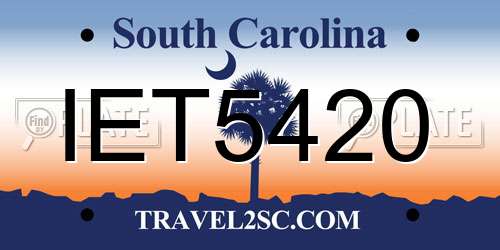 IET5420 South Carolina License Plate