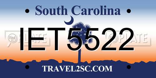 IET5522 South Carolina License Plate