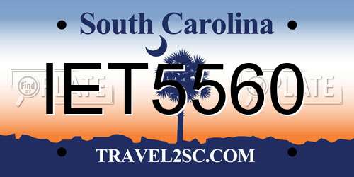 IET5560 South Carolina License Plate