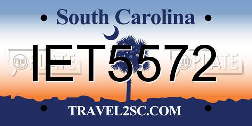 IET5572 South Carolina License Plate