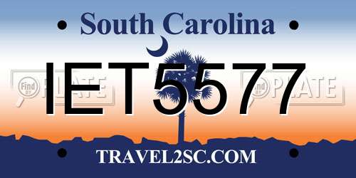 IET5577 South Carolina License Plate