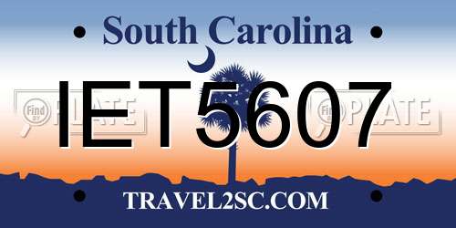 IET5607 South Carolina License Plate
