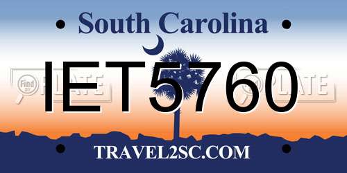 IET5760 South Carolina License Plate