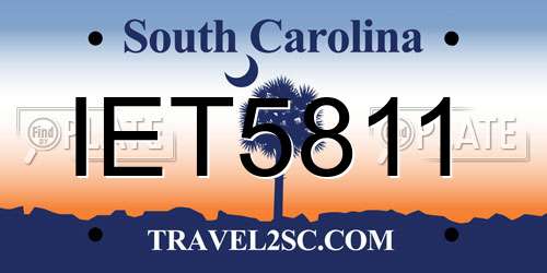 IET5811 South Carolina License Plate