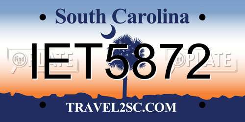 IET5872 South Carolina License Plate