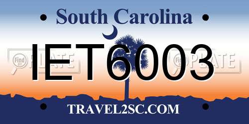 IET6003 South Carolina License Plate