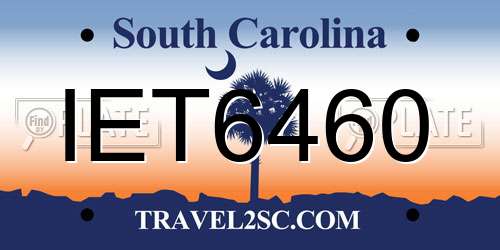 IET6460 South Carolina License Plate