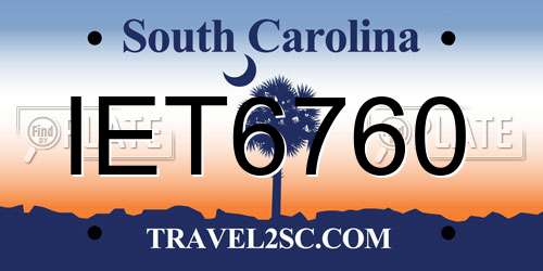 IET6760 South Carolina License Plate