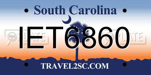IET6860 South Carolina License Plate
