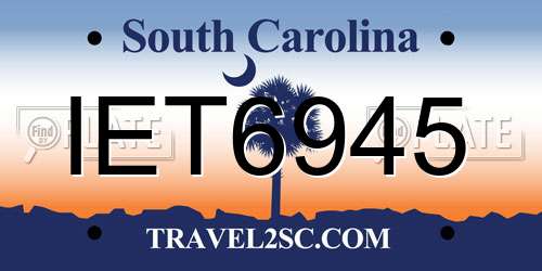 IET6945 South Carolina License Plate