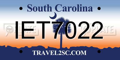 IET7022 South Carolina License Plate