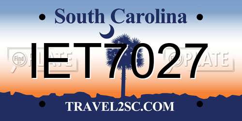 IET7027 South Carolina License Plate