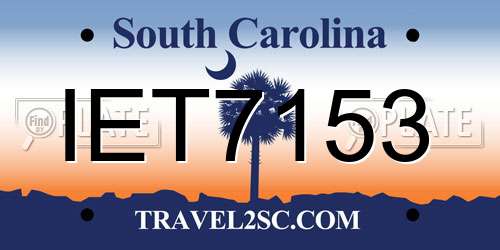 IET7153 South Carolina License Plate