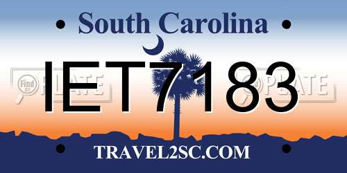 IET7183 South Carolina License Plate