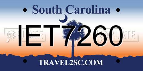 IET7260 South Carolina License Plate