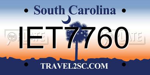 IET7760 South Carolina License Plate