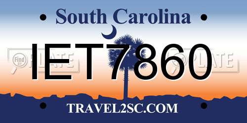 IET7860 South Carolina License Plate
