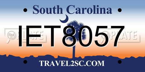 IET8057 South Carolina License Plate
