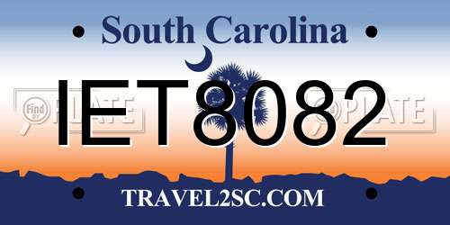 IET8082 South Carolina License Plate