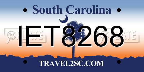 IET8268 South Carolina License Plate