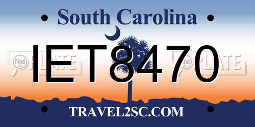 IET8470 South Carolina License Plate