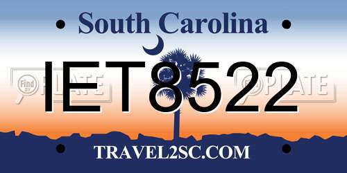 IET8522 South Carolina License Plate