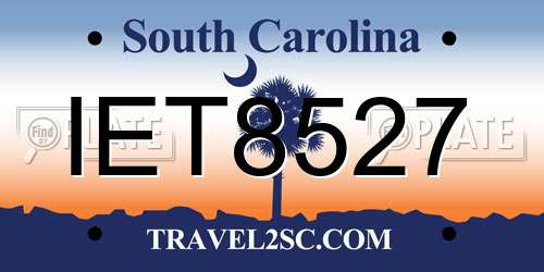 IET8527 South Carolina License Plate