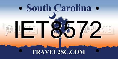 IET8572 South Carolina License Plate