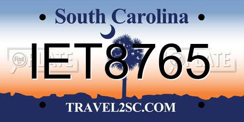 IET8765 South Carolina License Plate
