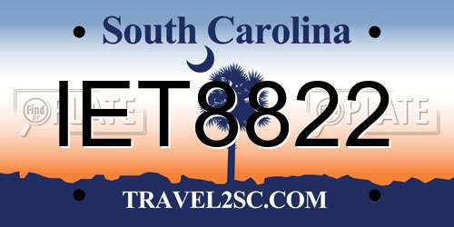 IET8822 South Carolina License Plate
