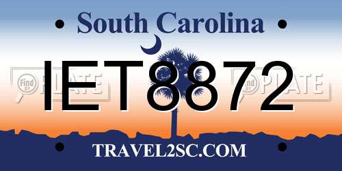 IET8872 South Carolina License Plate
