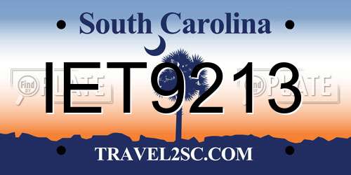 IET9213 South Carolina License Plate