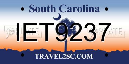 IET9237 South Carolina License Plate