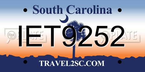 IET9252 South Carolina License Plate
