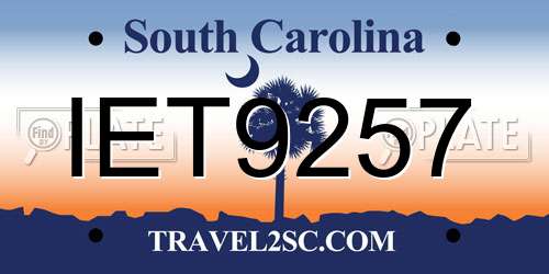 IET9257 South Carolina License Plate