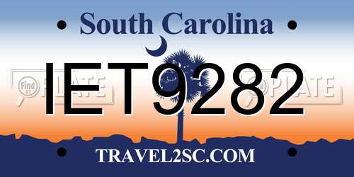 IET9282 South Carolina License Plate