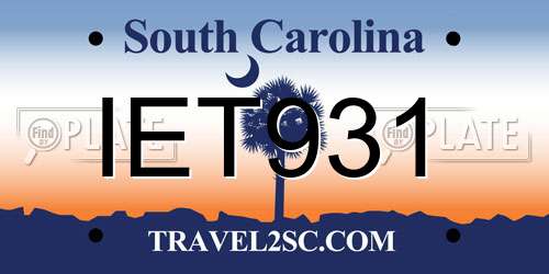 IET931 South Carolina License Plate