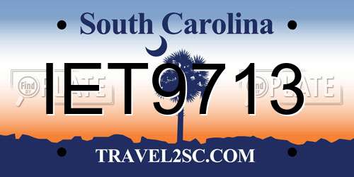 IET9713 South Carolina License Plate