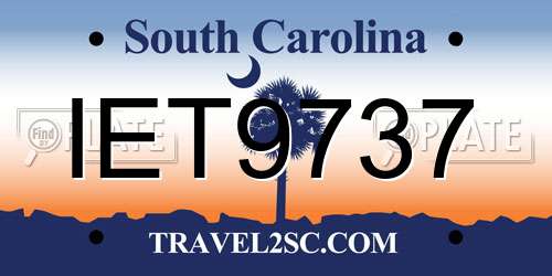 IET9737 South Carolina License Plate