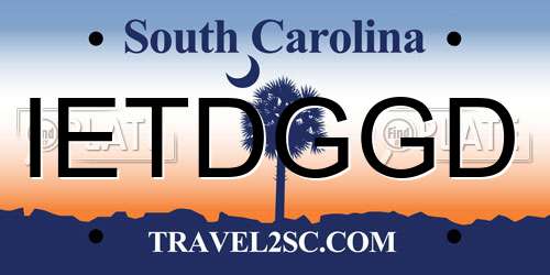IETDGGD South Carolina License Plate
