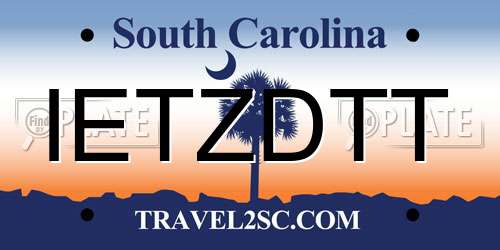 IETZDTT South Carolina License Plate