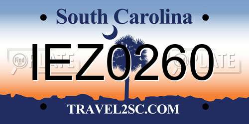 IEZ0260 South Carolina License Plate