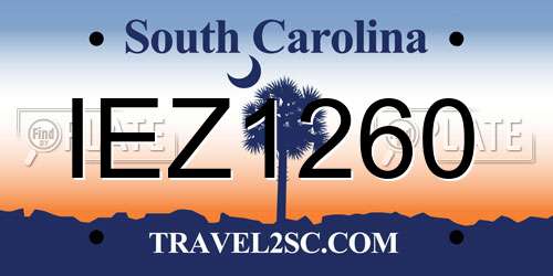 IEZ1260 South Carolina License Plate