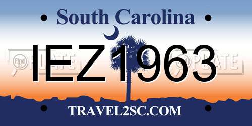 IEZ1963 South Carolina License Plate