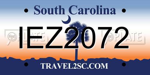 IEZ2072 South Carolina License Plate