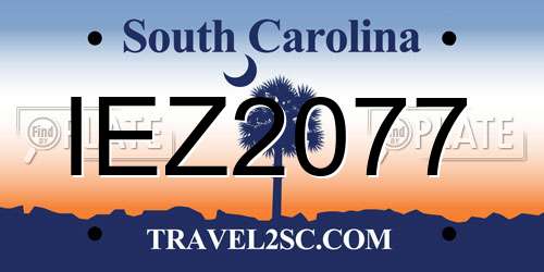 IEZ2077 South Carolina License Plate