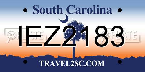 IEZ2183 South Carolina License Plate
