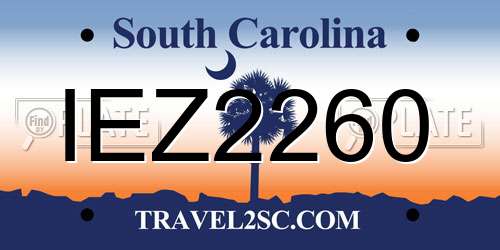 IEZ2260 South Carolina License Plate
