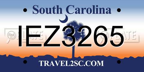 IEZ3265 South Carolina License Plate